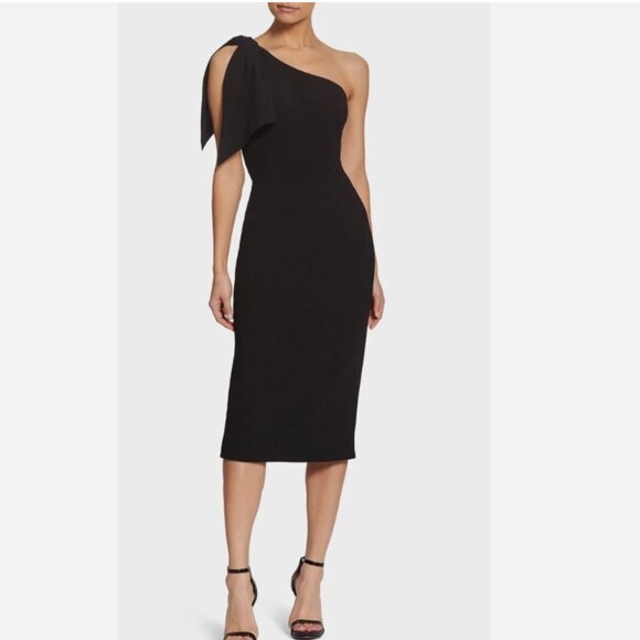 Dress The Population size XL Tiffany Black One Shoulder Sheath Midi Dress - Picture 1 of 11
